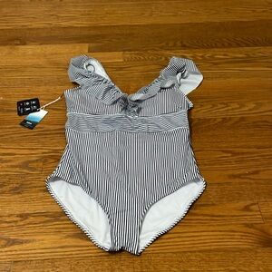 NWT Aava Women’s Blue Striped Bathing Suit Size Large